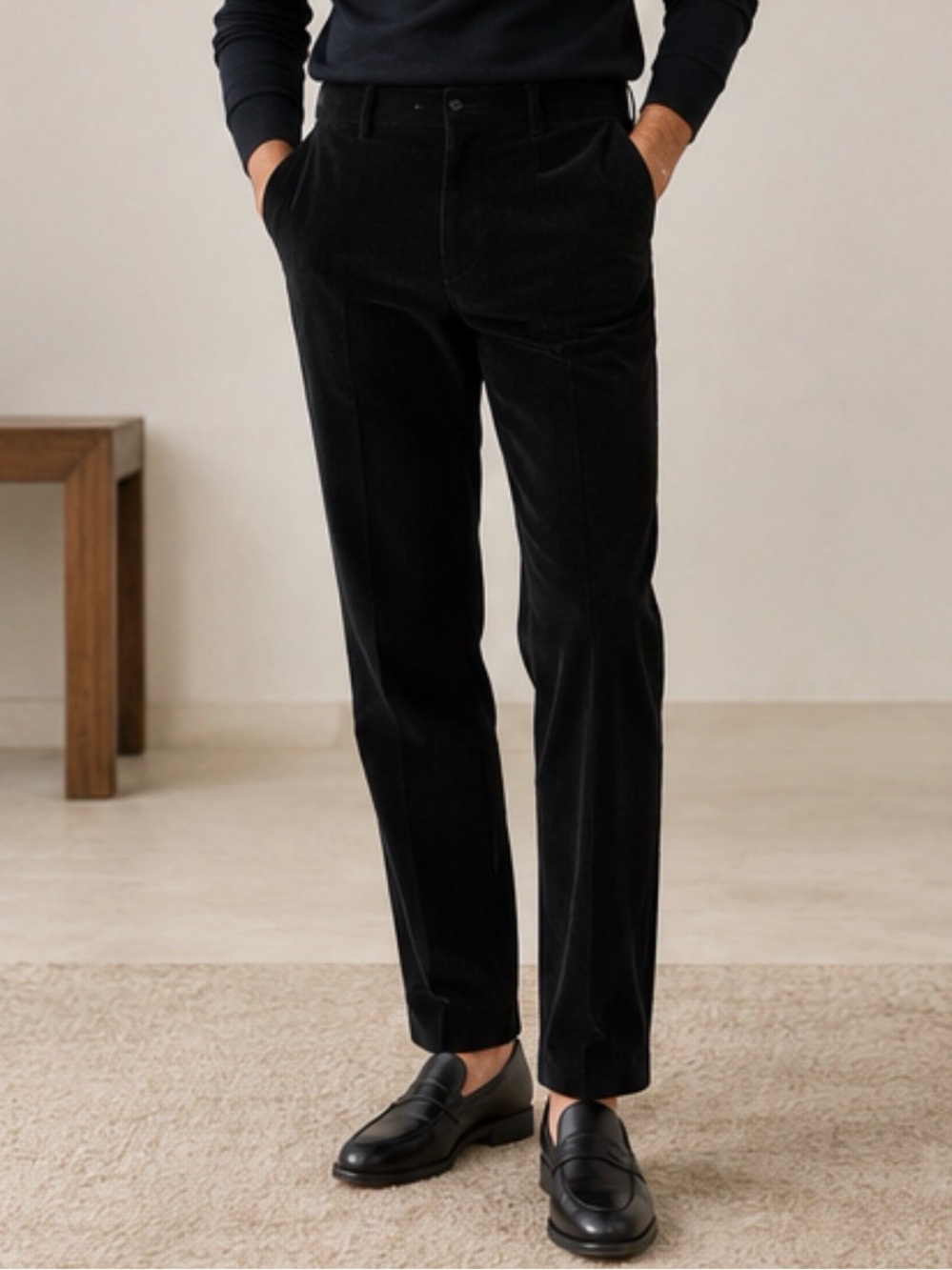 Isaia Black Corduroy Trousers 38x31 Tailored